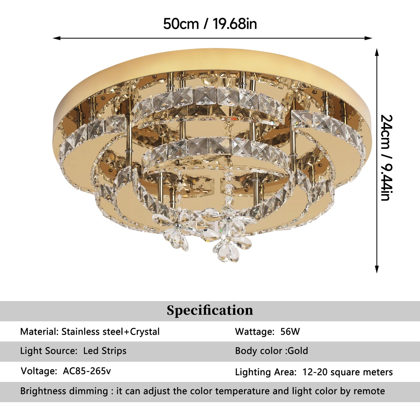 LED Chandelier, Dimmable Pendant Light