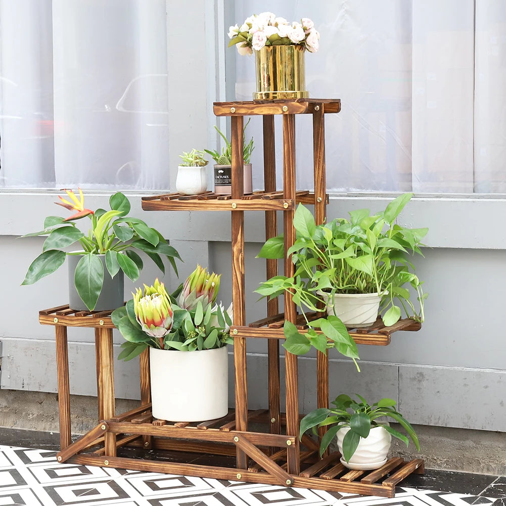 Wood Planter Shelf,  6-Tiered,