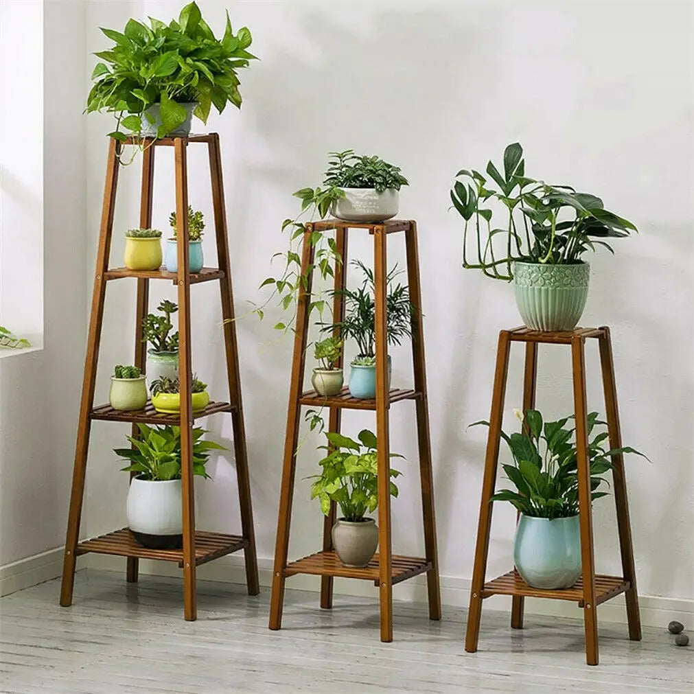 Plant Stand, 77/97/117cm Tall, Bamboo Display Rack