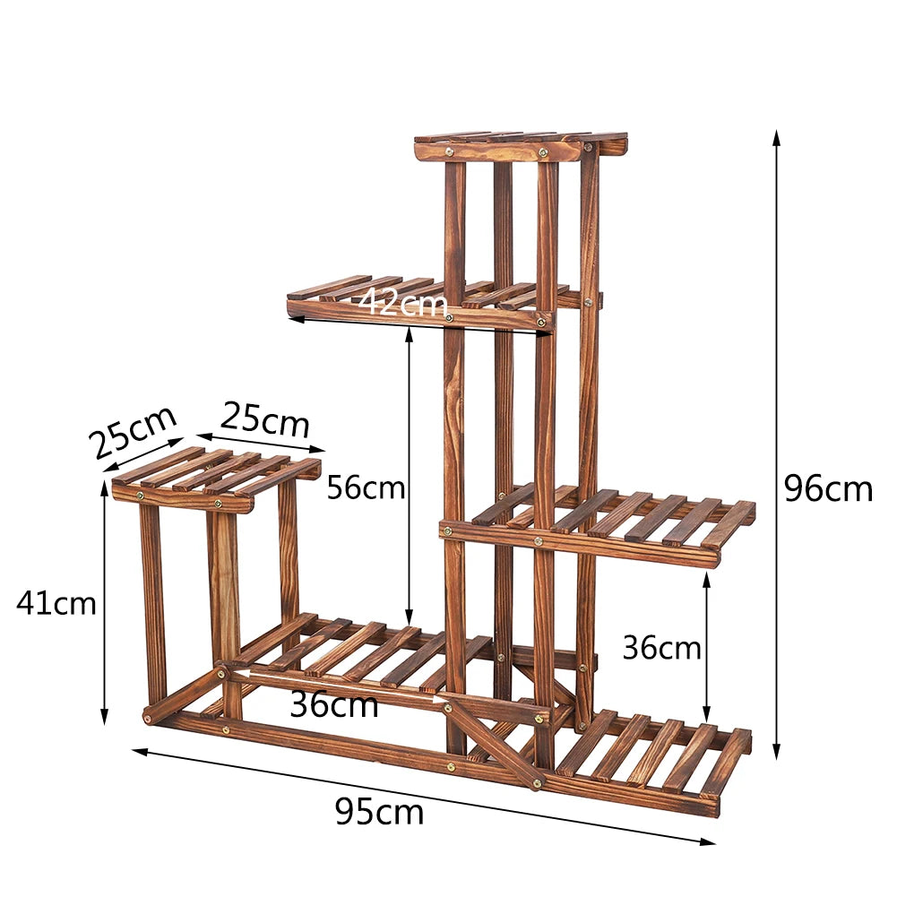 Wood Planter Shelf,  6-Tiered,