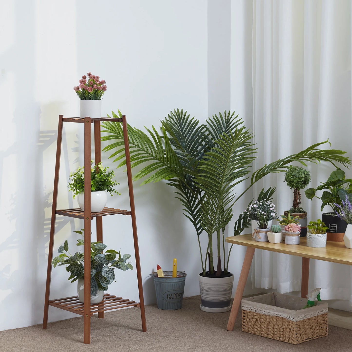 Plant Stand, 77/97/117cm Tall, Bamboo Display Rack