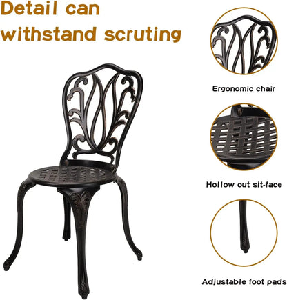 Patio Bistro Set, 3-Piece, Cast-Aluminum Table, 2 Chairs
