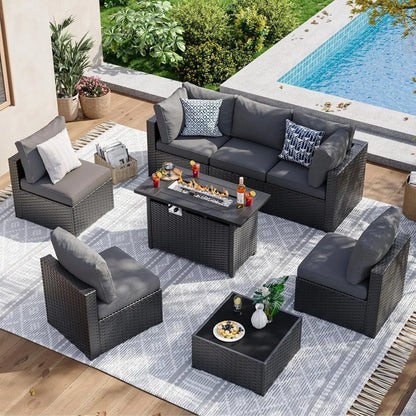 Patio Set, 8-Piece, Sectional Sofa and Table