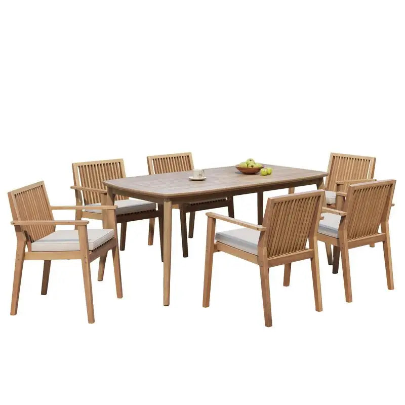 Dining Set - 7-Piece, Acacia Table & 6 Chairs