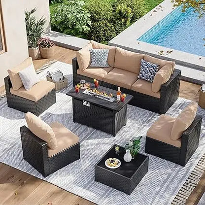 Patio Set, 8-Piece, Sectional Sofa and Table
