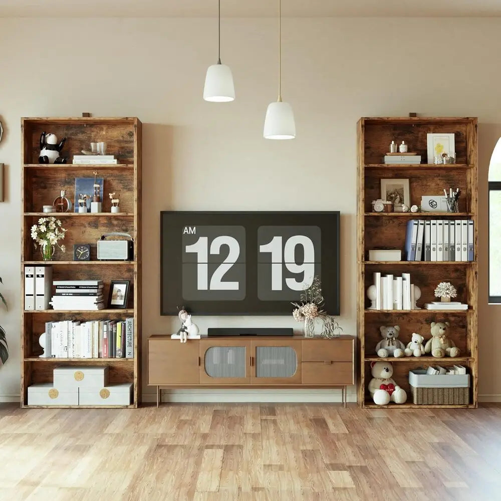 6-Tier Bookcase Set of 2, 70" Height