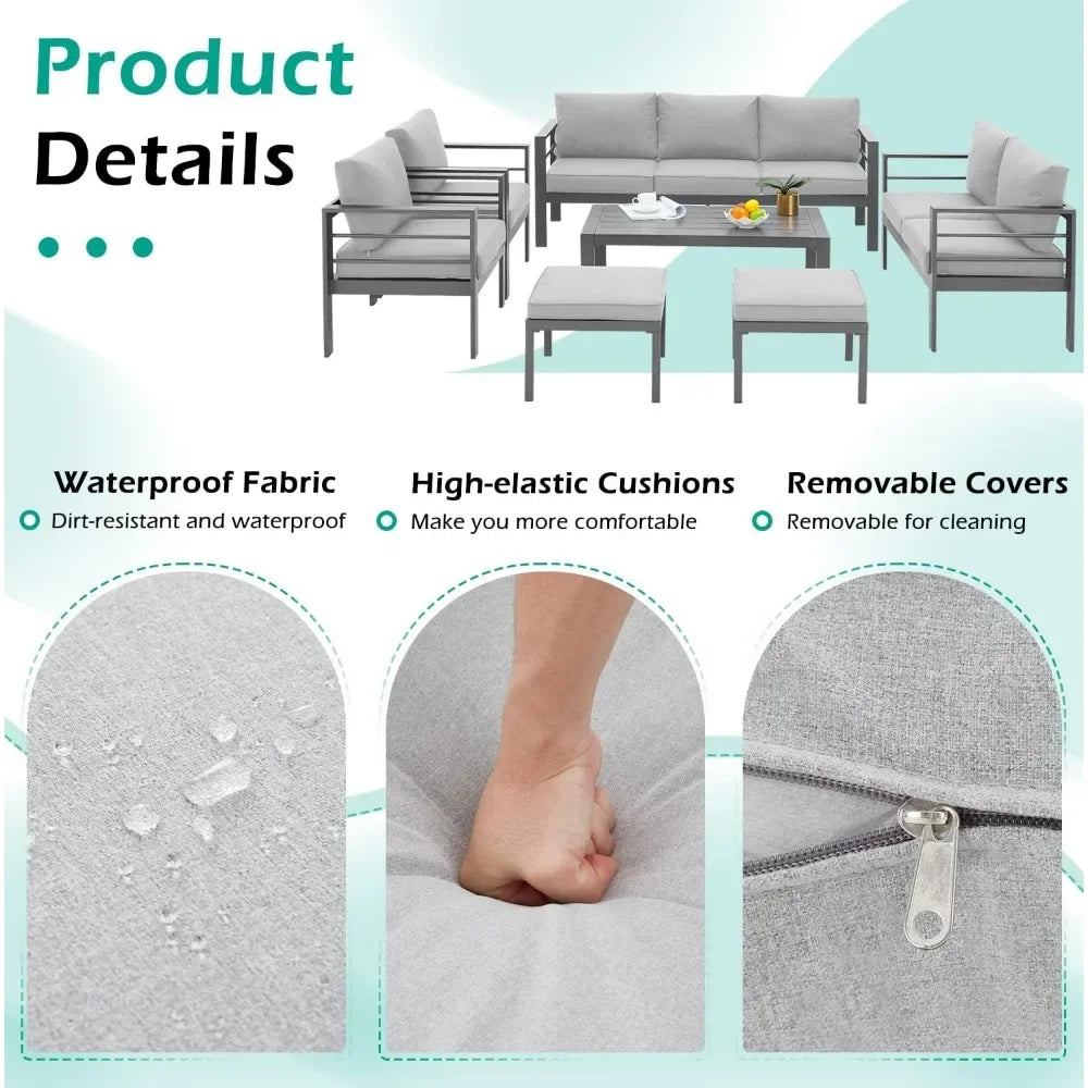 Patio Furniture Set, 7-piece with Cushions