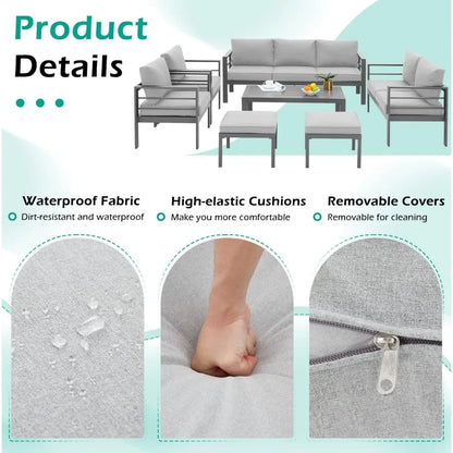 Patio Furniture Set, 7-piece with Cushions