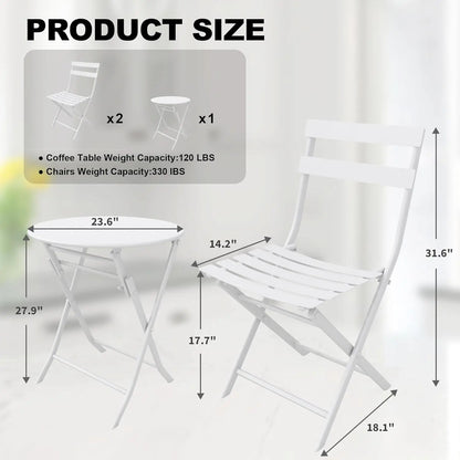 Patio Bistro Set, 3-Pieces, Metal, Table and Chairs