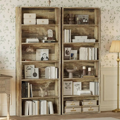 6-Tier Bookcases, Set of 2, 70" Tall