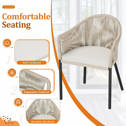 Patio Set,  3-Pieces, 2 Rope-Woven Wide Chairs and Table