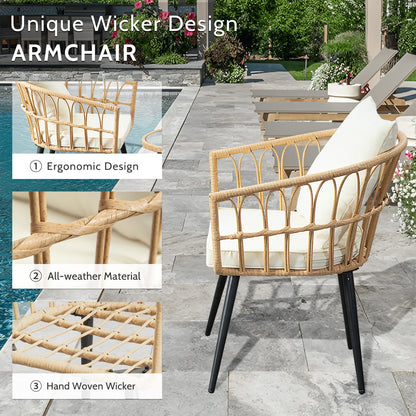 Patio Sets, 3-Piece Wicker Chairs w/Cushions & Table