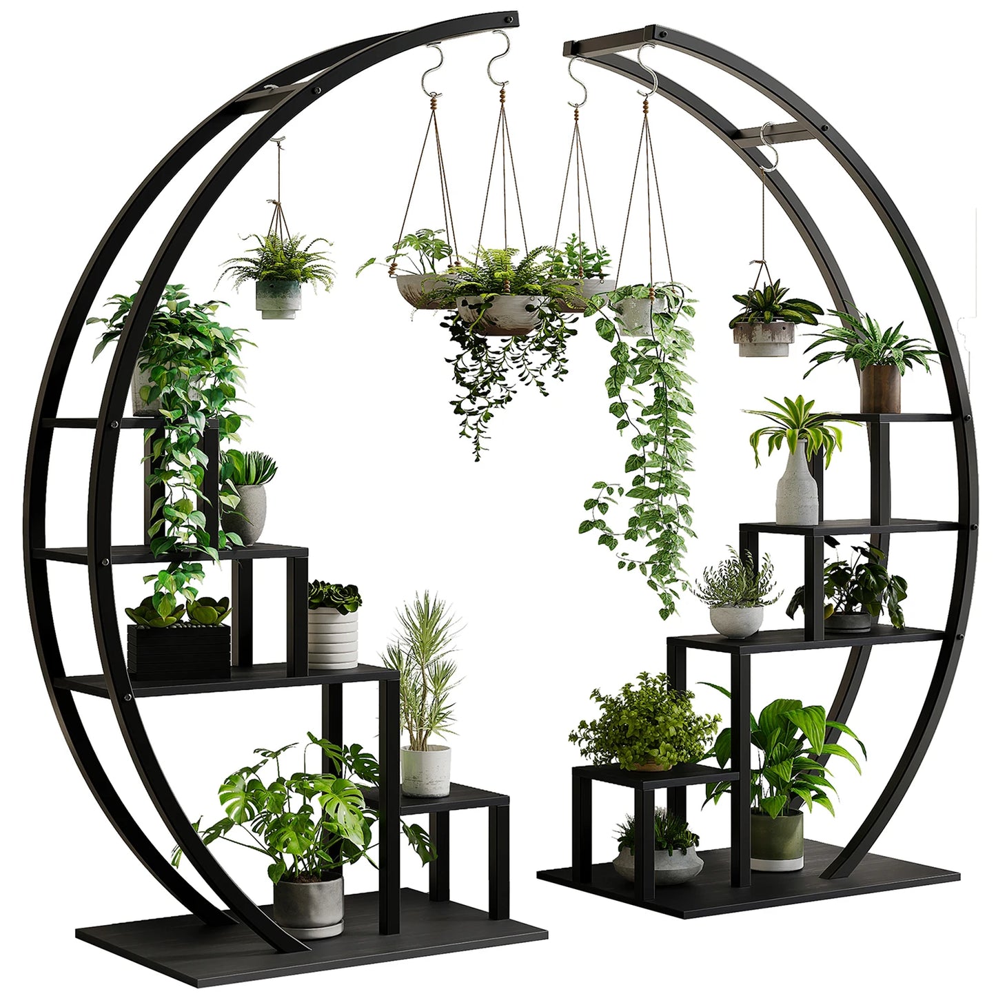 Plant Stand - 5 Tier, 2 Pack Half Moon, Metal