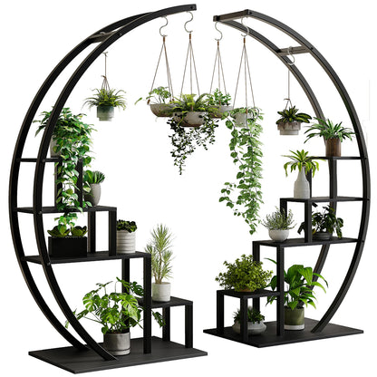 Plant Stand - 5 Tier, 2 Pack Half Moon, Metal