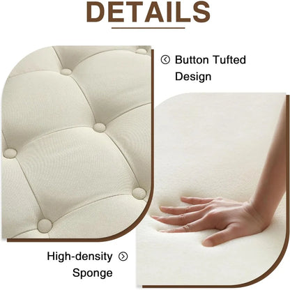 Ottoman,  Large Round, Fabric-Covered, with Storage