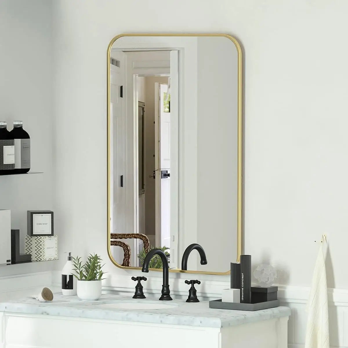 Bathroom Mirror, 20" x 28", Rectangular with Rounded Corners