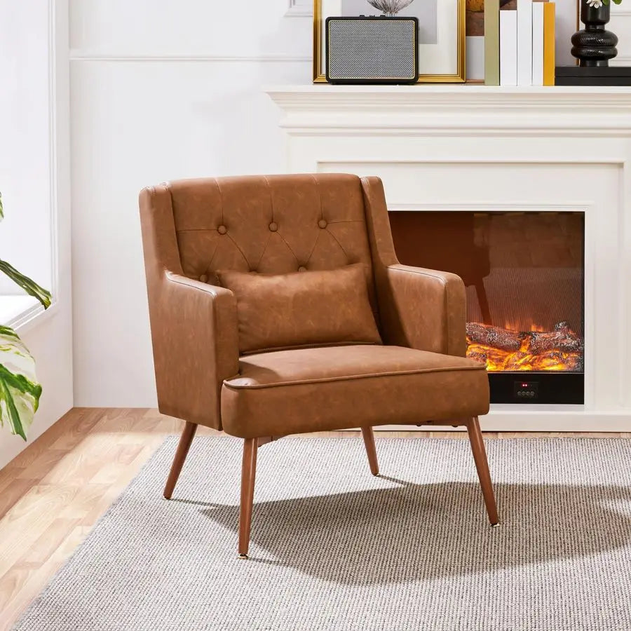 Chair, PU Leather, with Lumbar Pillow