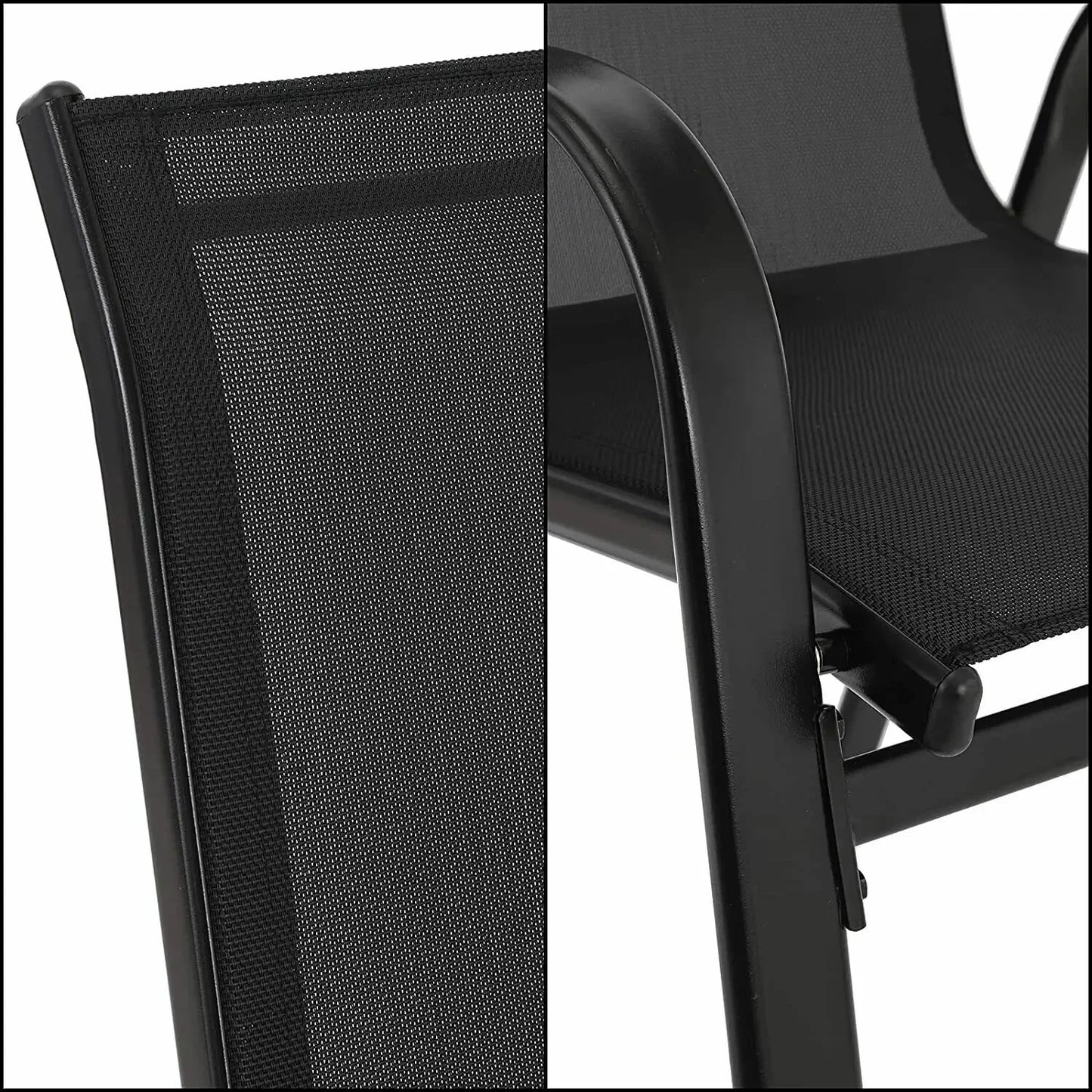Chairs, 4-Piece,  Steel-iron+Teslin Fabric, Black