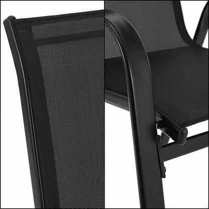 Chairs, 4-Piece,  Steel-iron+Teslin Fabric, Black