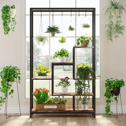Plant Stand - 5-Tiers Metal, 10 Hanging Hooks