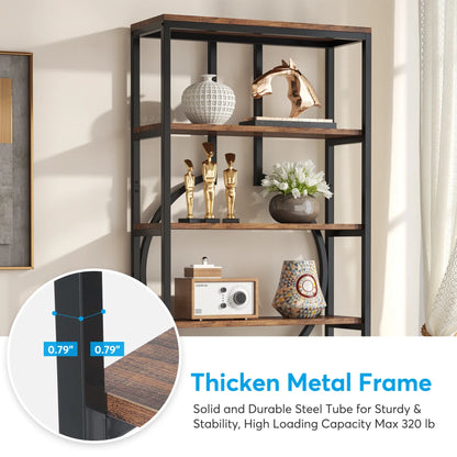 Tall Industrial Bookshelf, Made w/ Wood and Metal