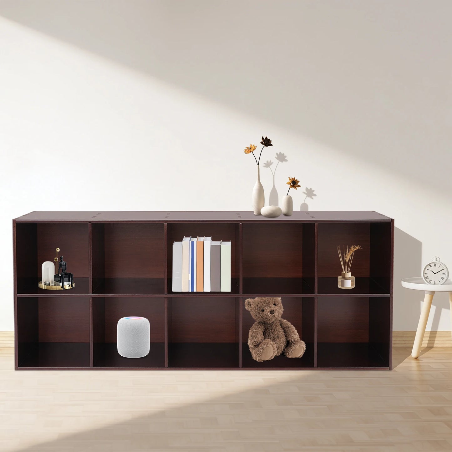 Bookcase, Wood Cube, 10/4 Compartments, Pine