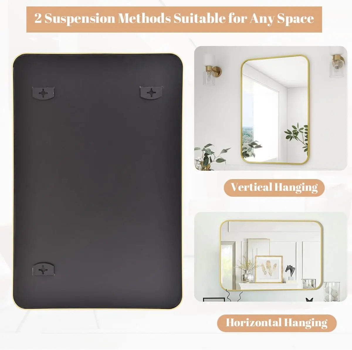 Bathroom Mirror, 20" x 28", Rectangular with Rounded Corners
