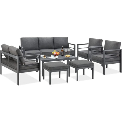 Patio Furniture Set, 7-piece with Cushions