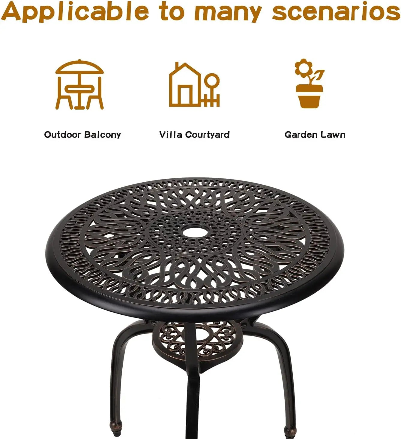 Patio Bistro Set, 3-Piece, Cast-Aluminum Table, 2 Chairs