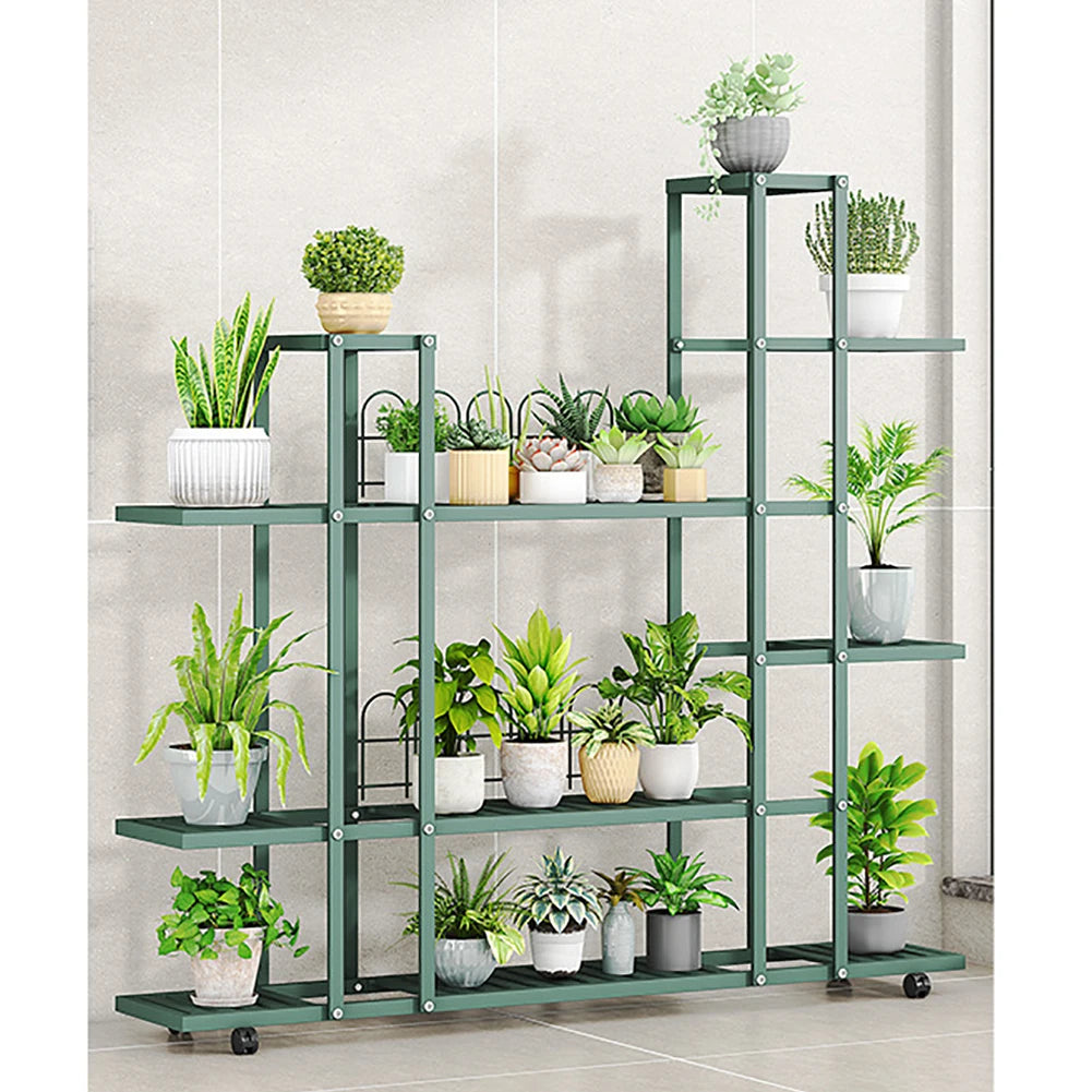 Plant Stand -  Wrought Iron, Rack Organizer w/Wheels