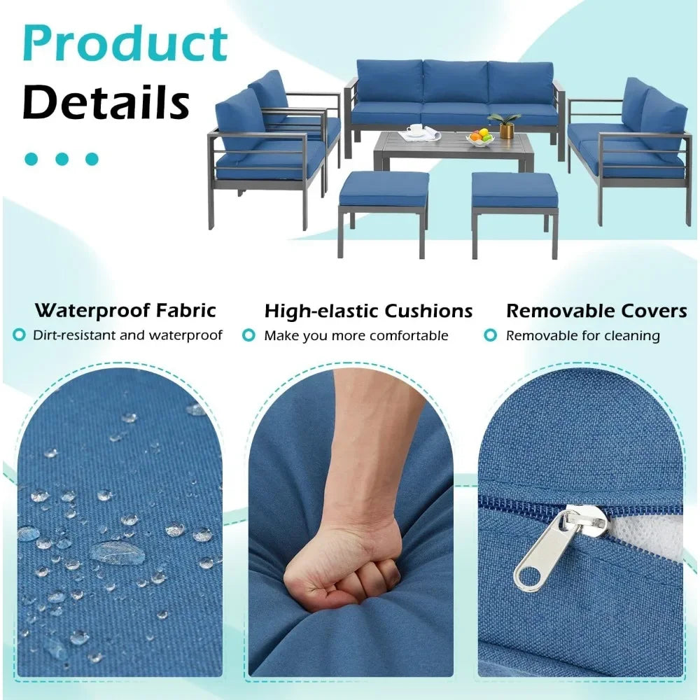 Patio Furniture Set, 7-piece with Cushions
