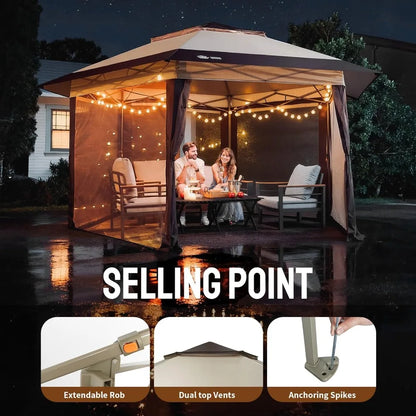 Gazebo, 12x12 Pop Up with Mosquito Net,