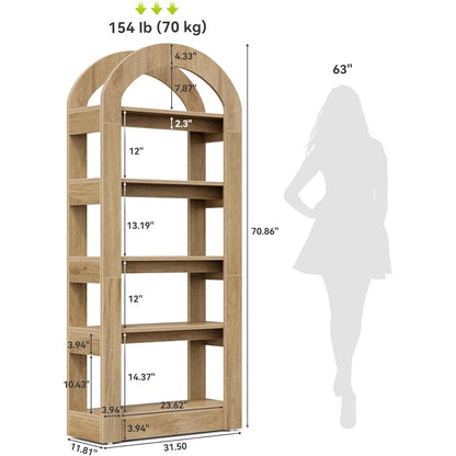 5-Tier Bookshelf, Arch-Shaped Racks,
