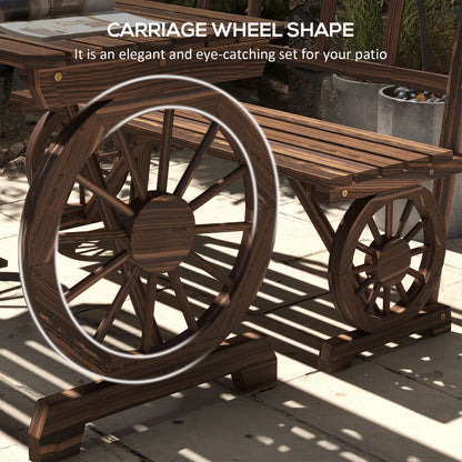 Patio Set - 4 Seats, Picnic Table W/ Carriage Wheels Design