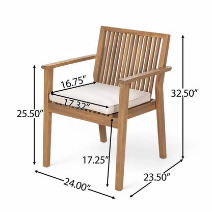 Dining Set - 7-Piece, Acacia Table & 6 Chairs