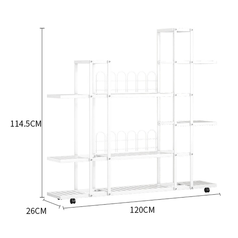 Plant Stand -  Wrought Iron, Rack Organizer w/Wheels
