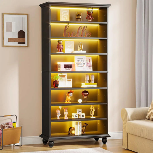 Bookcase with LED Lighting, solid wood legs