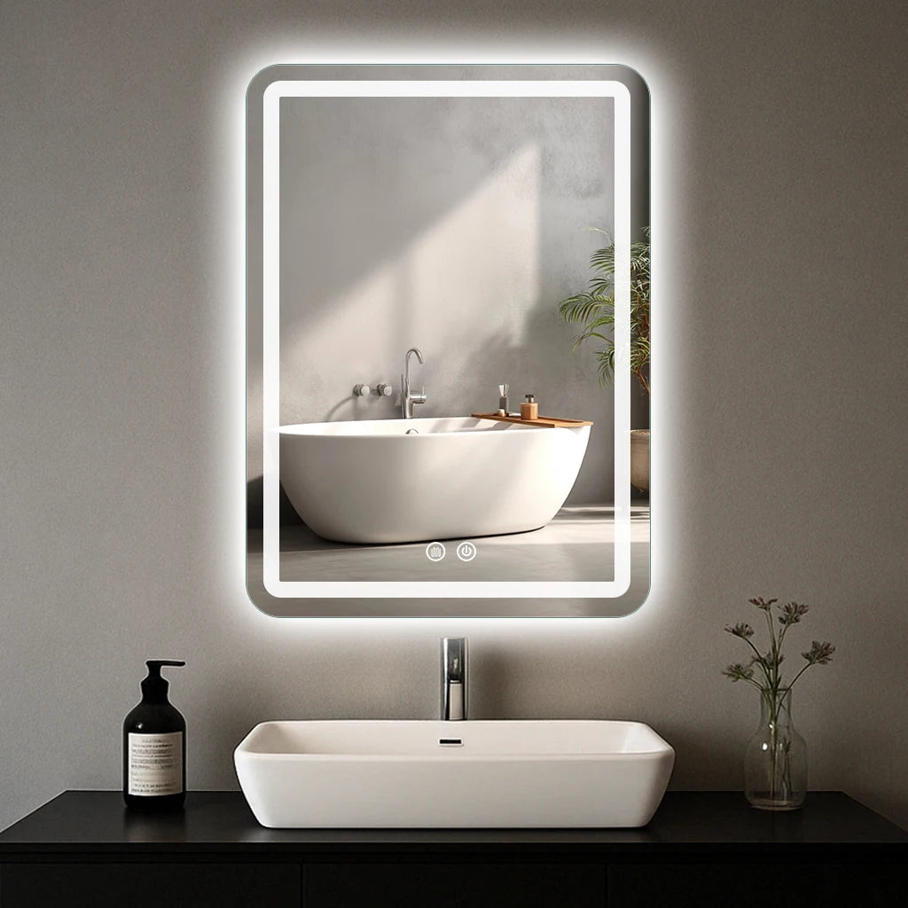 Bathroom Mirror, 20x28 inch LED, Fogless and Demister