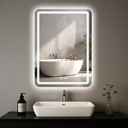 Bathroom Mirror, 20x28 inch LED, Fogless and Demister