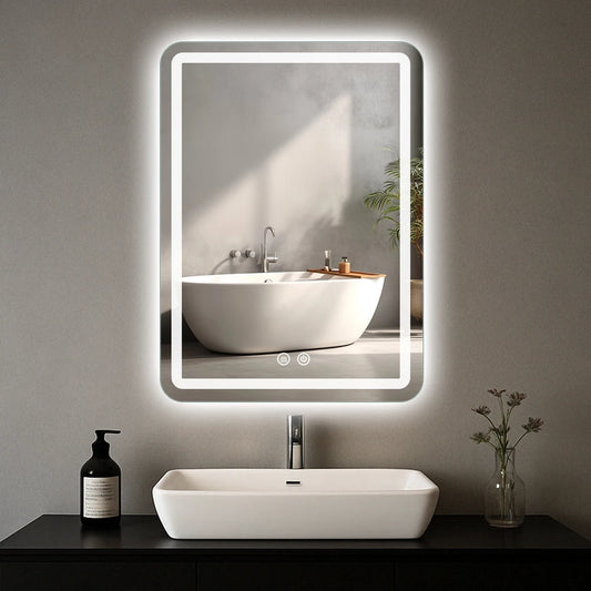 Bathroom Mirror, 20x28 inch LED, Fogless and Demister