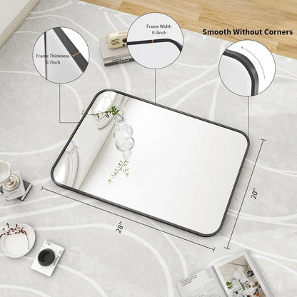 Bathroom Mirror, 20" x 28", Rectangular with Rounded Corners