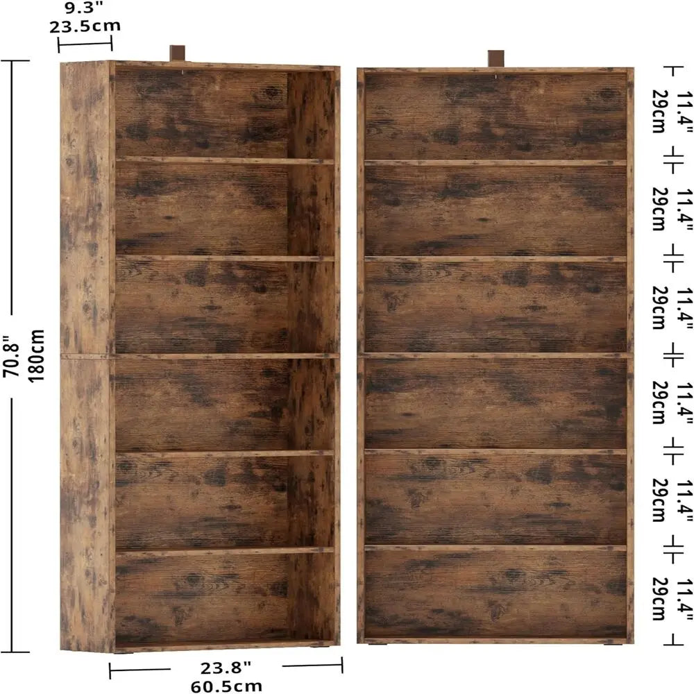 6-Tier Bookcase Set of 2, 70" Height