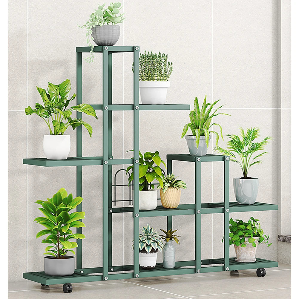 Plant Stand -  Wrought Iron, Rack Organizer w/Wheels