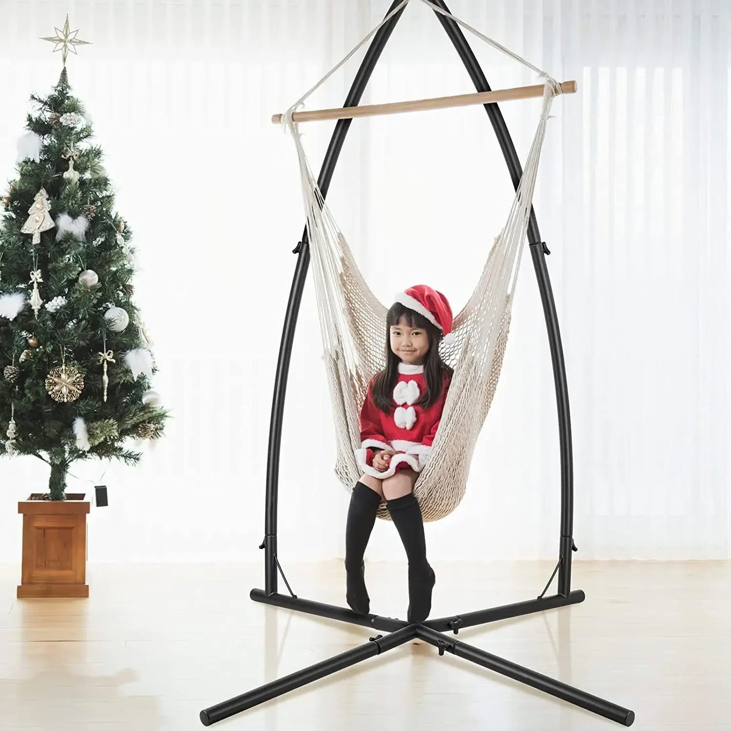 Hammock Chair Stand, X-Type  base, Steel Frame With Hook