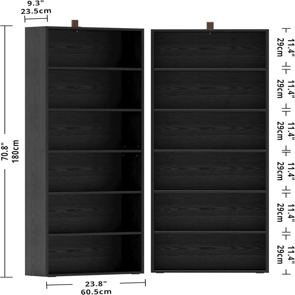 6-Tier Bookcase Set of 2, 70" Height