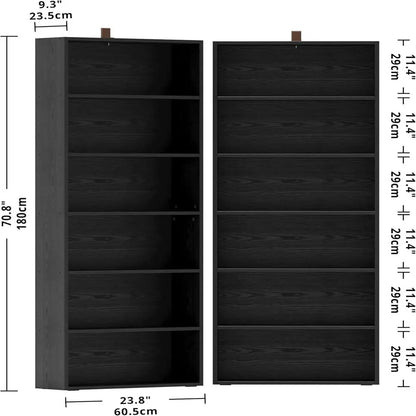 6-Tier Bookcase Set of 2, 70" Height