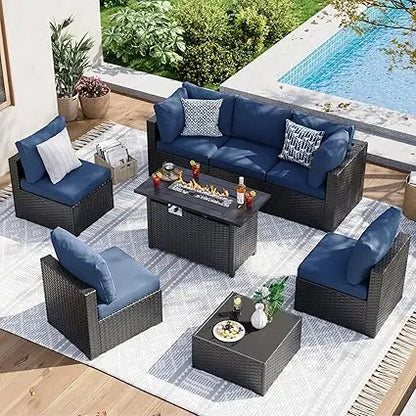 Patio Set, 8-Piece, Sectional Sofa and Table