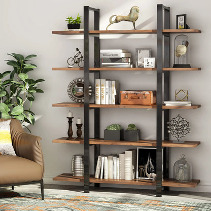 Tall Industrial Bookshelf, Made w/ Wood and Metal