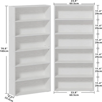6-Tier Bookcases, Set of 2, 70" Tall