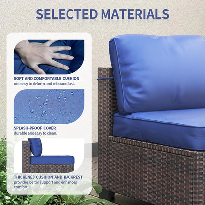 Patio Set, 7-Piece Rattan Sectional Sofa & Coffee Table